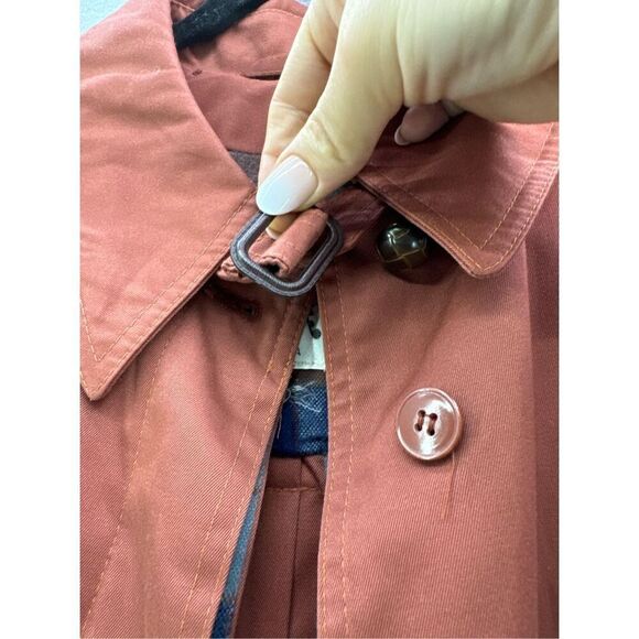 Vintage Junior Gallery Women Brown Cotton Blend Button Front Trench Coat Size 11 - Picture 2 of 12
